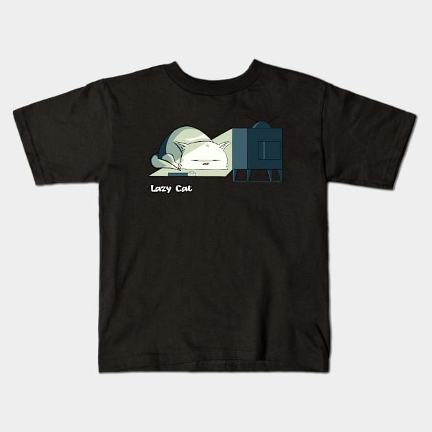 Lazy Cat (Watching TV) Kids T-Shirt by jocampo770